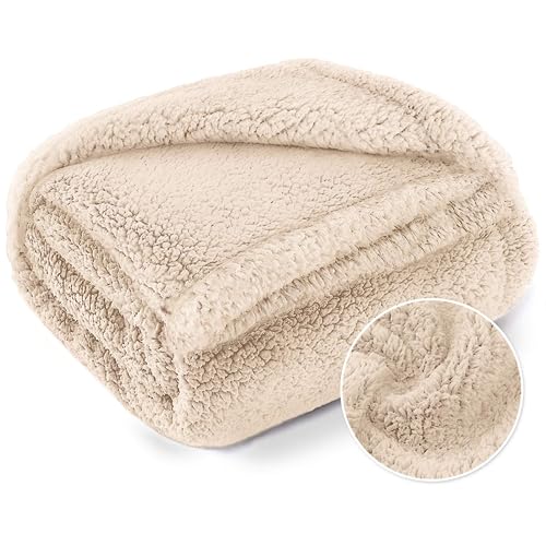 Sfit Hundedecke Kuscheldecke Flauschige Weiche Fleecedecke Waschbar Katzendecke Warme Haustier Hundematte Haustierdecke Schlafdecke für Kleine Mittlere Hunde Katzen,Beige,105 * 165 cm von Sfit