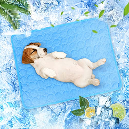 Sfit Kühlmatte Hund Katze Sommer Hundekühlmatte Ungiftiges Gel Selbstkühlende Kissen Atmungsaktive Haustier Kühldecke rutschfeste Cooler Pad Haustiermatte aus Eisseide(Blau,100 * 70cm) von Sfit