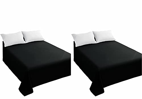 Sfoothome Bettlaken für King-Size-Betten, Schwarz, 2-teilig, luxuriös und weich, Fadenzahl 1500, hochwertige Bettwäsche von Sfoothome