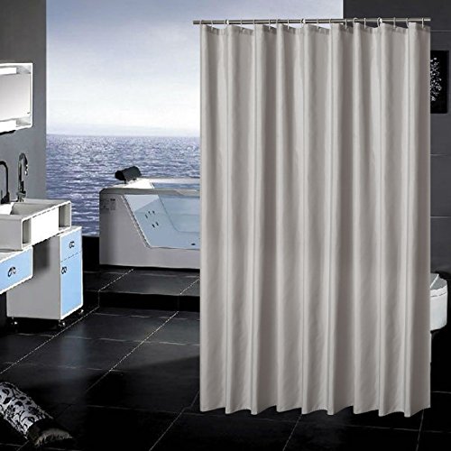 sfoothome Wasserdicht Polyester Stoff Vorhang für die Dusche, midew beständig waschbar Bad Vorhang für Badezimmer mit Anti Rost Tüllen, Kunststoff Vorhang Ringe und schwere Gewichteter Saum, Polyester, Silbergrau, 90 x 180cm von Sfoothome