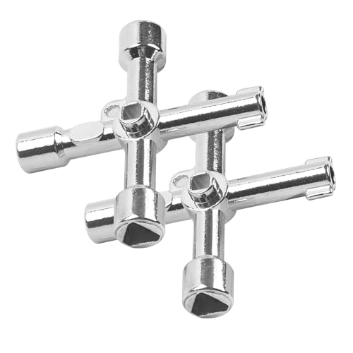 2 Stück 4 kant schlüssel Kreuzschlüssel,multifunktionsschlüssel Drehmomentschlüssel,Universal vierkantschlüssel, 3 kant schlüssel Vierkantschlüssel, für Wasser, Strom, Stromzähler, Heizkörper usw von Sgehai