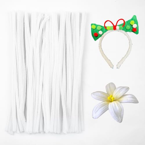 200 Stück pfeiffenputzer,weiß pfeiffenputzer,pfeifenputzer blumen,pfeifenputzer basteln,pipe cleaner,pfeifenputzer blumen set,für basteln und dekorieren von Sgehai