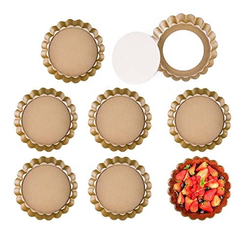 Sgehai 8 Stück tarteform mit hebeboden,mini tartelette förmchen,quicheform mit hebeboden,tarteform klein,törtchenform,quicheform klein,pie form,Torteletts (10 * 2 cm) von Sgehai