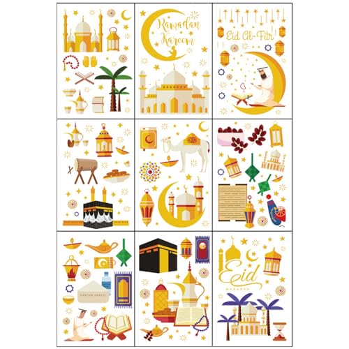 Ramadan Fensterbilder - 9 Blätter Ramadan Dekoration Fensteraufkleber Selbstklebend Stern Halbmond Eid Mubarak Sticker Fensterdeko für Eid Mubarak Dekoration Fenstersticker Islam Party Deko Ramadan Fensterbilder - 9 Blätter Ramadan Dekoration Fensteraufkleber Selbstklebend Stern Halbmond Eid Mubarak Sticker Fensterdeko für Eid Mubarak Dekoration Fenstersticker Islam Party Deko von Sgehenr