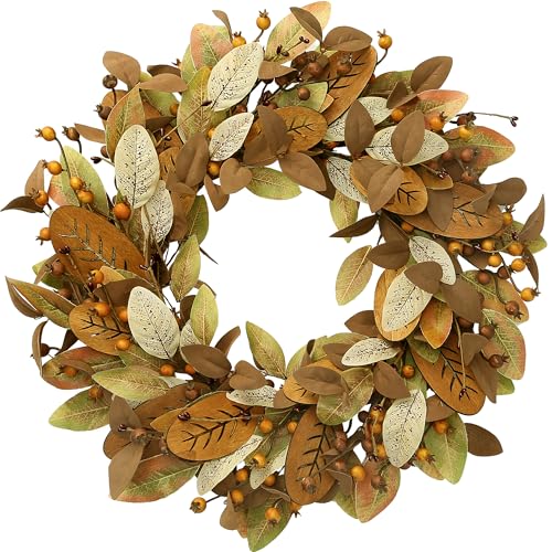 Sggvecsy Herbstkranz, 48,3 cm, künstlicher Herbst-Haustürkranz mit dunklen Magnolienblättern, Granatapfel-Früchten für drinnen und draußen, Zuhause, Wand, Bauernhaus, Erntedankfest, Erntedekorationen Sggvecsy Herbstkranz, 48,3 cm, künstlicher Herbst-Haustürkranz mit dunklen Magnolienblättern, Granatapfel-Früchten für drinnen und draußen, Zuhause, Wand, Bauernhaus, Erntedankfest, Erntedekorationen von Sggvecsy