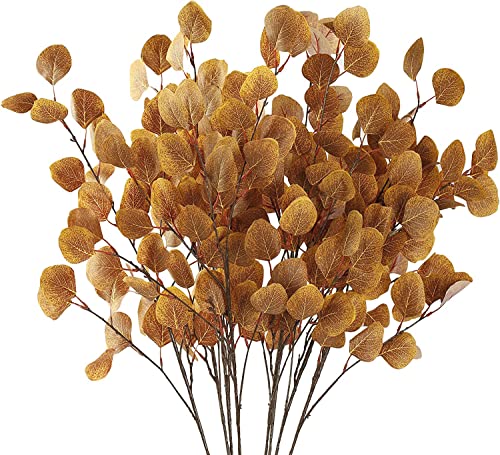 Sggvecsy Künstliche Eukalyptusblätter, lang, silberfarbene Dollarblätter, Herbstblätter, künstliche Seiden-Eukalyptus, für Weihnachten, Zuhause, Herbst, Erntedankfest, Dekoration, 6 Stück (dunkelgelb) Sggvecsy Künstliche Eukalyptusblätter, lang, silberfarbene Dollarblätter, Herbstblätter, künstliche Seiden-Eukalyptus, für Weihnachten, Zuhause, Herbst, Erntedankfest, Dekoration, 6 Stück (dunkelgelb) von Sggvecsy