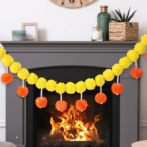 Sggvecsy Ringelblumen-Girlande, Diwali-Dekoration, künstliche Blumen, 1,4 m lange Stränge, künstliche orangefarbene Girlanden für Pooja, indische Heimpartys, Hochzeitsdekoration, Weihnachtsdekoration Sggvecsy Ringelblumen-Girlande, Diwali-Dekoration, künstliche Blumen, 1,4 m lange Stränge, künstliche orangefarbene Girlanden für Pooja, indische Heimpartys, Hochzeitsdekoration, Weihnachtsdekoration von Sggvecsy