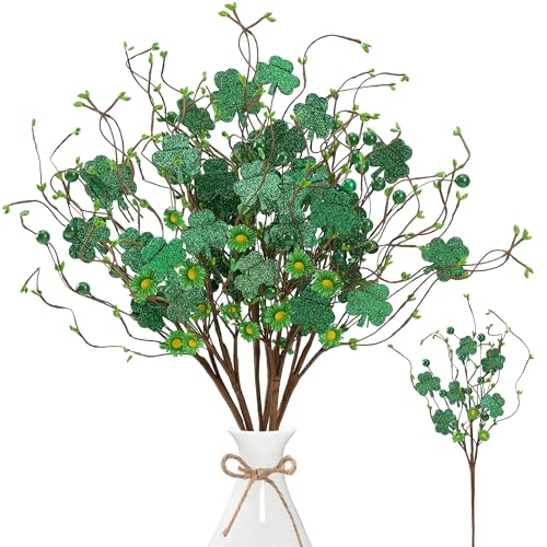 Sggvecsy St. Patrick's Day 6 Stück Kleeblatt-Beerenstiele, künstliche Holz-Kleeblatt-Blumen-Picker, grüne Beerenzweige mit Gänseblümchen für irisches St. Patrick's Day-Arrangement, Tafelaufsatz, Sggvecsy St. Patrick's Day 6 Stück Kleeblatt-Beerenstiele, künstliche Holz-Kleeblatt-Blumen-Picker, grüne Beerenzweige mit Gänseblümchen für irisches St. Patrick's Day-Arrangement, Tafelaufsatz, von Sggvecsy