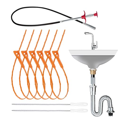 Sghtil Abfluss-Werkzeug für Waschbecken, Umzugs-Werkzeug für, 9 x Dusche, Snake Hair Drain Remover | wiederverwendbarer Schutz für Rohrschutz, Flexibler Toilettentaucher von Sghtil