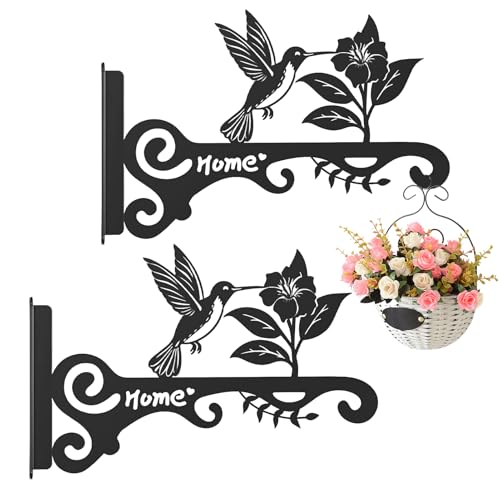 Sghtil Aufhängung für den Außenbereich | 2 Haken für Pflanzgefäße, Metallaufhängung, 25 cm, mit Vogel- und Blumenmotiv, für Blumenkorb, Windspiel, Laterne, Wand, , Eingang, Garten, Terrasse von Sghtil