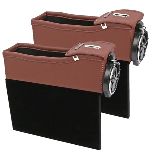 Sghtil Auto Spalten Organizer Box,2X Auto-Sitz Stauraum-Box - Seitenfüller mit Getränkehalter & Aufbewahrung für Karten, Handys, Schlüssel von Sghtil