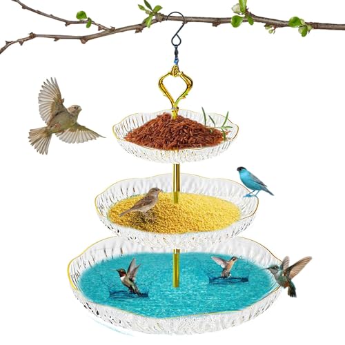 Sghtil BirdBath Hängehaken für das Badezimmer für gehängte Vögel | 3-stöckiges Tablett für den Außenbereich BirdBath | Haken mit Wildhaken zur Fütterung von Futter von Sghtil