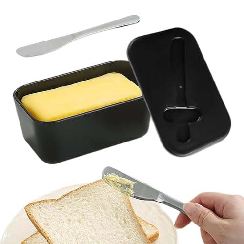 Sghtil Butterablage - Butterdose Mit Deckel Und Messer Für Die Arbeitsplatte | Splitterfreies Tablett Für Küche Frühstücksbuffet Vorratsschrank von Sghtil