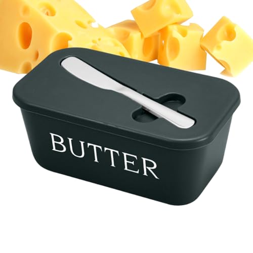 Sghtil Butterdose mit Deckel - Butterbehälter | Mit Messer Luftdichter Käsebehälter Für Kochen Servieren Camping Kühlschrank Küche von Sghtil