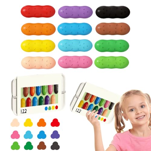 Sghtil Crayons Toddler, Crayon Set | Waschbares Crayon für Kinder | Erbsenmalerei-Kunstbedarf 12 Farben für Klassenzimmer Schulreisen Party von Sghtil