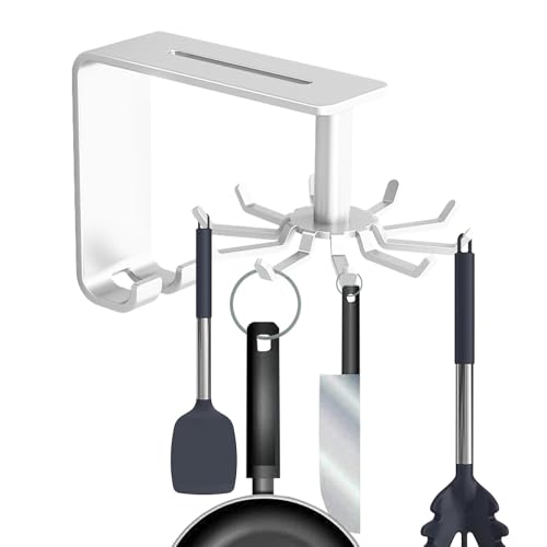 Sghtil Drehbarer Haken, Kleiderbügel für Küchenutensilien,Küchenutensilienhalter 360° drehbar - Selbstklebende Wandhalterung mit 10 Haken Design, multifunktional ohne Bohren für von Sghtil