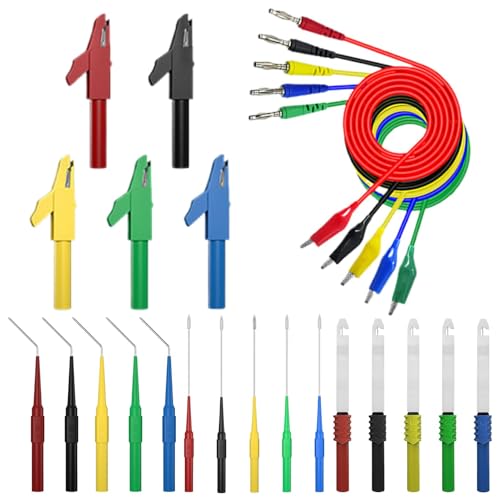 Sghtil Elektrisches Multimeter Testgerät Kabelsatz Multimeter Kabel Sonde für Bananen-Lead Plug Multitester 25x Kit Prüfklemmen Bohrsonden für Messgerät von Sghtil