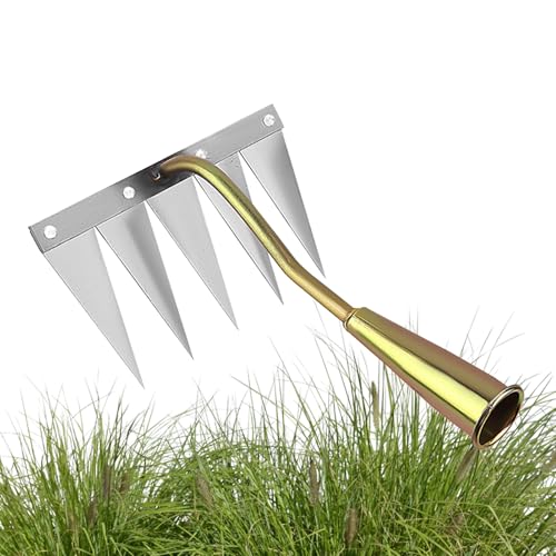 Sghtil Gartenrechen zum Jäten | Manueller Unkraut-Extraktor, vielseitiges Gartenwerkzeug zum Belüften der Erde und zum Nivellieren des Bodens, tragbares Unkrautvernichten von Sghtil