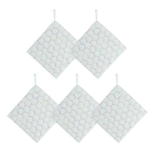 Sghtil Geschirrtücher – doppelseitiger Schaber für Behälter | Set mit 5 wiederverwendbaren Geschirrtüchern zur Reinigung von Spiegeln, Fenstern, Geschirr, Tischen, Glasscheiben, Badezimmer und von Sghtil