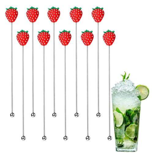 Sghtil Getränkespührer, Cocktailrührer - 10 Stück Erdbeerrührer Cocktailrührer - Cocktailrührstäbchen - Cocktailrührerstäbchen aus Stahl Sghtil Getränkespührer, Cocktailrührer - 10 Stück Erdbeerrührer Cocktailrührer - Cocktailrührstäbchen - Cocktailrührerstäbchen aus Stahl von Sghtil