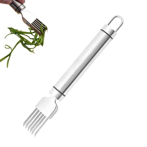 Sghtil Grünzwiebelschneider, Frühlingszwiebelschneider, gehackte Gemüsemesser Edelstahl - rutschfester Knoblauchschneider, manueller Zwiebelschneider, grüner Zwiebelschneider für Hotel Sghtil Grünzwiebelschneider, Frühlingszwiebelschneider, gehackte Gemüsemesser Edelstahl - rutschfester Knoblauchschneider, manueller Zwiebelschneider, grüner Zwiebelschneider für Hotel von Sghtil