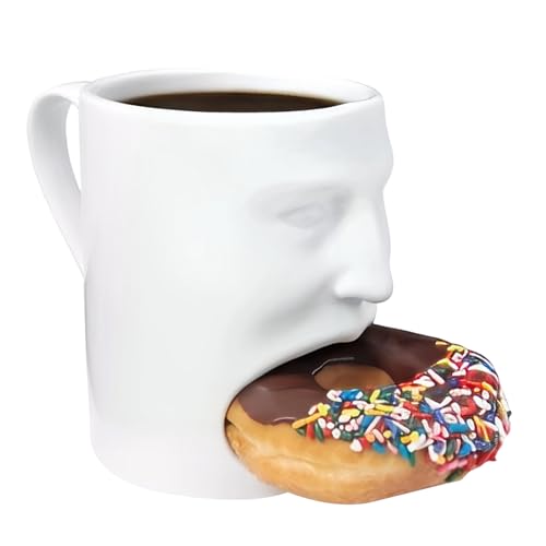 Sghtil Kaffeetasse Mit Kekshalter - Gastronomie-Becher für Frühstück,Weißer Keramik Kaffeebecher Mit Kekshalter Für Zuhause, Büro Und Frühstück von Sghtil