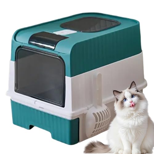 Sghtil Katzentoilette – hohe Hygienebox | mit leichter Schaufel, Geruchskontrolle, faltbares Sieb, für Innenecke, leicht zu reinigen von Sghtil