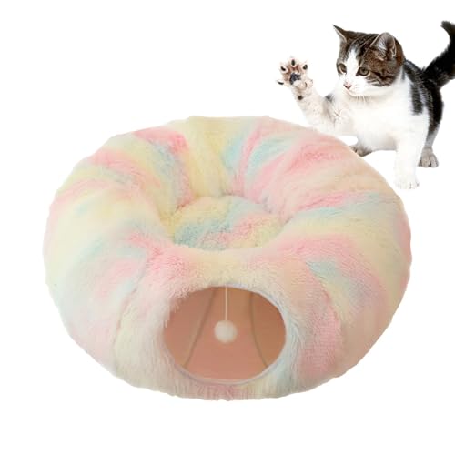 Sghtil Katzentunnelbett für Katzen im Innenbereich - Katzenbetten aus Plüsch mit Katzentunnel, weiches und abnehmbares Katzensofa, warm, für Kätzchen und mittelgroße Katzen von Sghtil