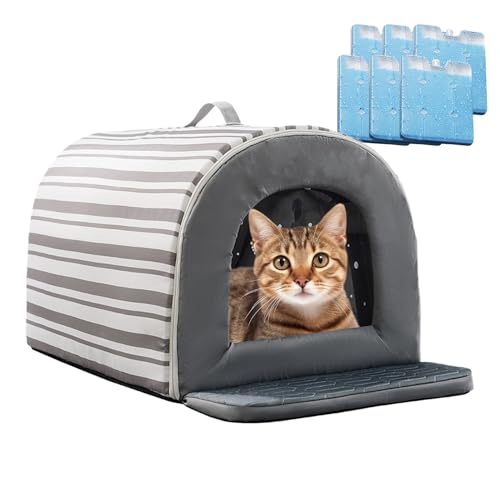 Sghtil Kühlhaus Für Freigänger Katzen - Tierhaus Für Draußen Mit Kühlfach | Gemütliches rutschfest Wasserdicht Unterschlupf Isolierte Liegefläche Für Welpen Wetterschutz Draußen Unterwegs Camping von Sghtil