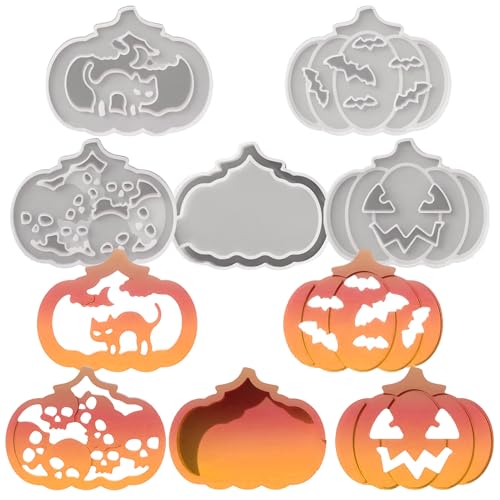 Sghtil Kürbis Silikonform - 5 Teile Halloween Bastelwerkzeug | Backformen Für Desserts Seifenherstellung Halloween Kerzendekoration Für Erwachsene Und Kinder von Sghtil