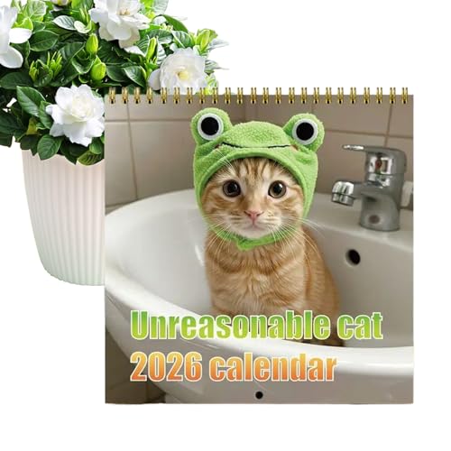 Sghtil Lustiger Katzenkalender – Wandkalender 2026 | Kalender für Feiertage Erwachsene Büro Freunde Neujahr Familie Weihnachten Halloween von Sghtil
