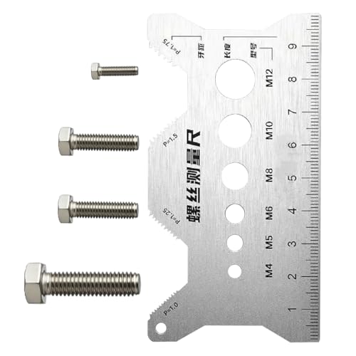 Sghtil Messwerkzeug für Schrauben | Edelstahl-Schrauben und Muttern | Tragbares doppelseitiges Schraubenmessgerät für Reparaturen, Schmuck, Schreinerei, Uhren, Elektronik und von Sghtil