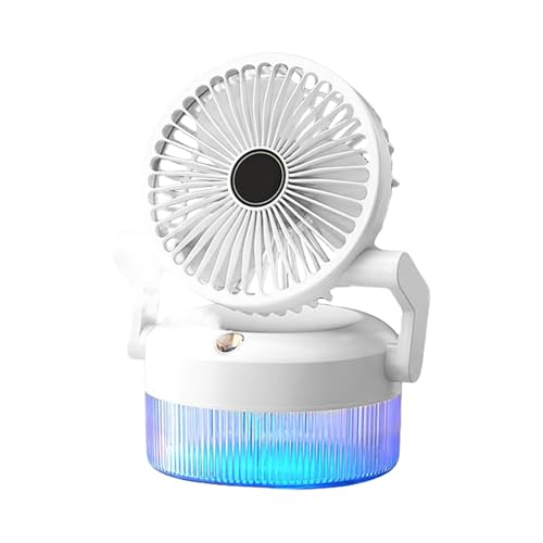 Sghtil Nebelventilator Tragbar, USB-Aufladbarer Luftzirkulator, Tragbarer Faltbarer Multifunktionsventilator Mit Licht Für Reisen Fitnessstudio Schreibtisch Zelt Garten Schule Outdoor von Sghtil