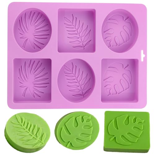 Sghtil Palmblattform, Seifenblattblätter | 6 Mulden Machen Sie Seife Handseife Machen Sie Seife – Rechteck und ovale Formen, Pudding-Tabletts, Zubehör von Sghtil
