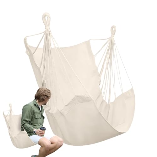 Sghtil Schaukelstuhl – Outdoor-Möbel aus Seil, Relax-Sitz, Traglast 150 kg, für Camping, Schlafsaal, Hof, Balkon von Sghtil