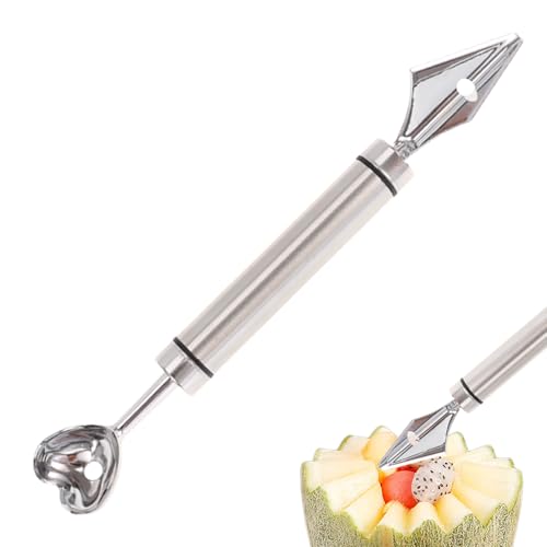Sghtil Scoop für Wassermelonen-Baller, Wassermelonen-Baller - Zweiköpfiger Wassermelonen-Baller-Sorbet Dessertlöffel aus Zuckerrohr mit hohlen Pomotos von Sghtil