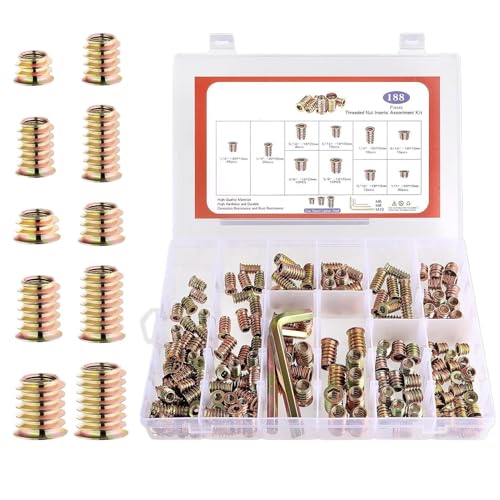 Sghtil Set mit Muttern für Hardware | Sechskantmuttern-Set für den industriellen Gebrauch – Set mit Steckverbindern, Beschlägen für Haus Holz und Paneele von Sghtil