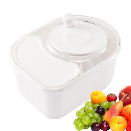 Sghtil Spinner plus Fruchtreiniger, Obstwaschmaschinenschüssel - Manuelle Pflanzenreinigungsschüssel - Manueller Salatspinner Handspinner Birnenschrubber Drehbar mit Deckel für Zuhause von Sghtil