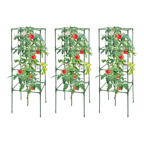 Sghtil Tomatengitter – Pflanzenstütze, robust, 3 Stück, für Pfingstrosen, Gurken, Bohnen, Rosen, Obst, Garten, Blumenbeete im Freien von Sghtil