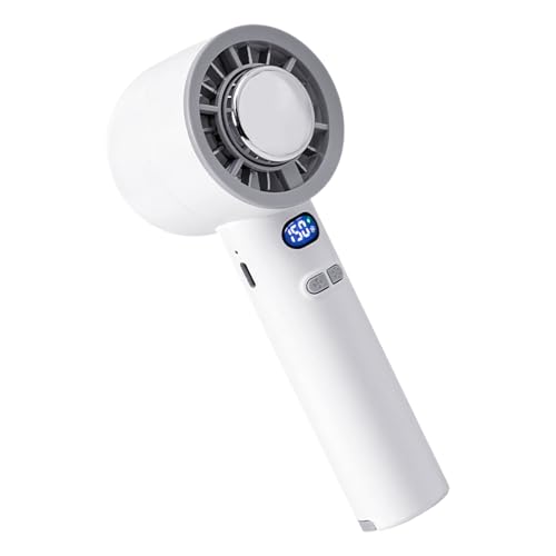 Sghtil Tragbarer Handfächer - Leistungsstarker Tragbarer Handventilator Wiederaufladbar | Batteriebetriebener verstellbarer Luftkühler mit LED-Anzeige für Männer Frauen Kinder Outdoor Camping Konzerte von Sghtil