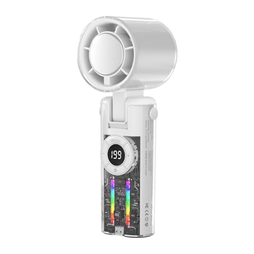 Sghtil Tragbarer Handventilator, Klappbarer Kühlventilator Mit Atmosphärenbeleuchtung, Essenziell Bei Für Camping Reise Arbeit Picknick von Sghtil