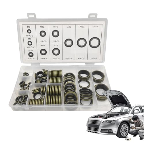 Sghtil Verklebte Dichtscheibe für Waschmaschine mit geklebter Abdichtung - 150x Dichtungs-Sortiment der Automobildichtung - Quetschringe Set Sghtil Verklebte Dichtscheibe für Waschmaschine mit geklebter Abdichtung - 150x Dichtungs-Sortiment der Automobildichtung - Quetschringe Set von Sghtil