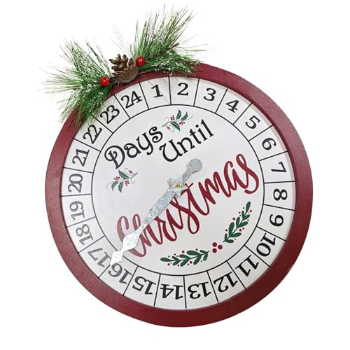 Sghtil Weihnachts-Countdown-Kalender aus Holz, Kalenderuhr für den Weihnachts-Countdown, runde Dekoration für Countdown-Kalender von Sghtil