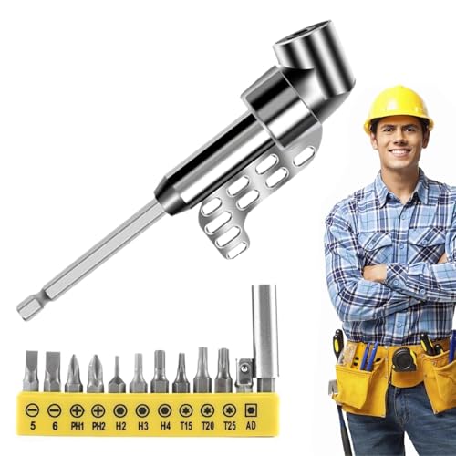 Sghtil Winkelschraubendreher Adapter 90 Grad Bohreradapter | Bitaufnahme für Garage | 105 Grad Rechtwinkliger Bohrer Adapter für Schraubendreher | Ideal für den Haus- u von Sghtil