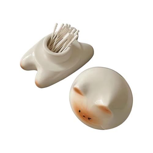 Sghtil Zahnspender | Zahnspender in Katzenform – Figur Katze aus Keramik für Zähne, Wattestäbchen und Zahnseide, Küche, BBQ von Sghtil