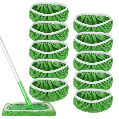 10 Tücher Wiederverwendbare für Swiffer Sweeper Dust Mop,Nachfüllpackungen für Swiffer Wet Jet Mop,Pads Reusable Waschbare Nachfüllpacks für Nass- und Trockengebrauch von Sgizoku
