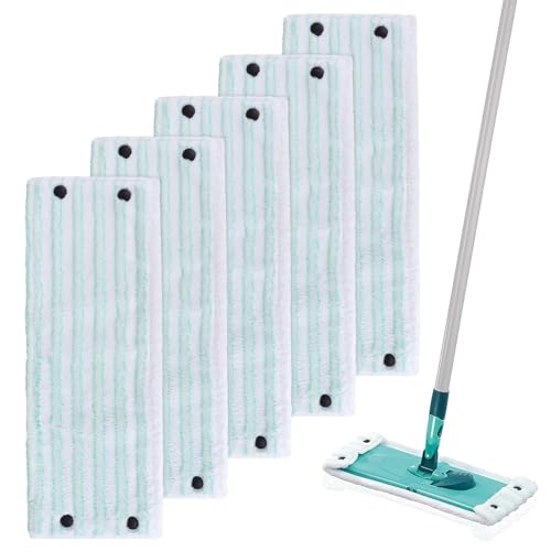 Sgizoku 5 Stück Wischmopp Bezug für Leifheit Combi / Clean Twist M Micro Duo Bodenwischer Ersatzbezug für Leifheit Mop 33x15cm Floor Wischbezug Ersatz,42X15cm Mikrofaser-Mopptuchbezug von Sgizoku