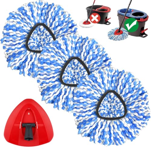 Sgizoku H2PrO Wischmoppköpfe mit drehbarem Wischmoppboden kompatibel mit Viledar RinseClean Mopp-Ersatzköpfen: 3 Mikrofaser-Nachfüller + 1 dreieckiger Wischmopp-Basis von Sgizoku