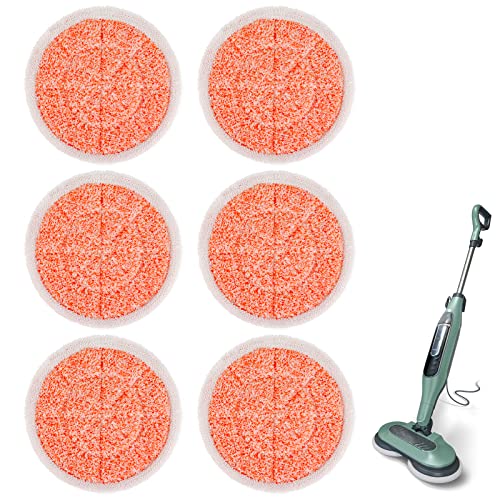 Sgizoku S6002UK Ersatz-Pads für Dampfreiniger, kompatibel mit Shark Steam Mop, schweres Scheuerpad, super reibender orangefarbener Samt + Nylongarn-Pads, 6 Stück von Sgizoku