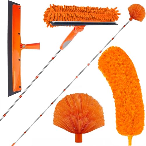 Staubwedel Teleskop mit Staubwedel Lang Ausziehbar mit 1,5~4,9 m, Teleskop-Reinigungsbürste und Mikrofaserkopf, Fensterabzieher mit Schrubber, Spinnennetzbürste für Lücken Decken Spinnweben Staubwedel Teleskop mit Staubwedel Lang Ausziehbar mit 1,5~4,9 m, Teleskop-Reinigungsbürste und Mikrofaserkopf, Fensterabzieher mit Schrubber, Spinnennetzbürste für Lücken Decken Spinnweben von Sgizoku